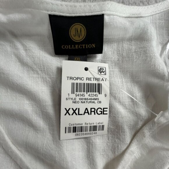 JM Collection Womens Tropic Retreat Palm Print Linen Blend Blouse Top XXL New - Picture 3 of 10